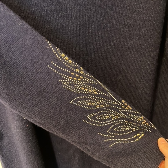 WoolOvers Lambswool Tunic Studded Jeweled Size L - Picture 3 of 7